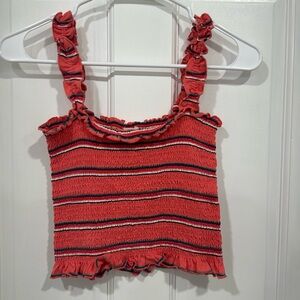 EUC Billabong striped tank. Salmon, green, white, black size S